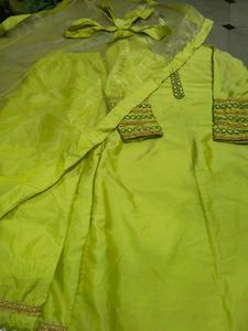 Lime Green Embellished Salwar Kameez