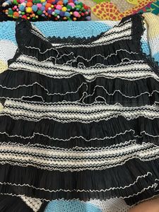 Ruffled Black & White Top