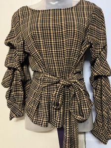 Pintrest Checkered Tie-Waist Top
