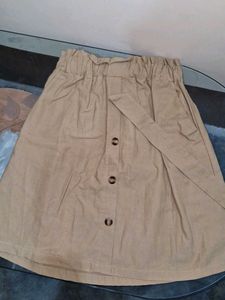 Cute Khaki Button Skirt