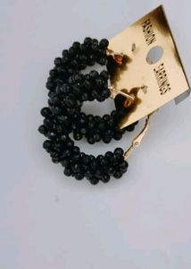 Black Colour Handmade Beads Earrings For Women