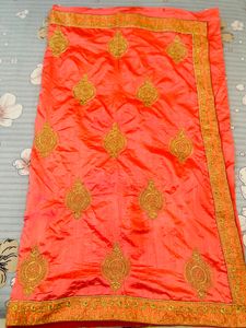 Pitch Colour In Saree , Golden Thread Work , Heavy Border With Blouse