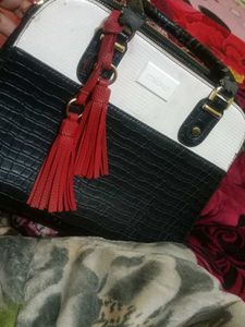 Milano Black &amp; White Satchel Bag