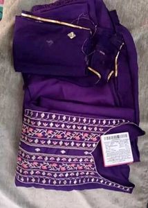 Purple Embroidered Kurta Set With Dupatta