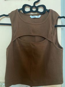 Brown Cutout Tank Top