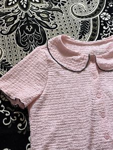 Cute Pink Peter Pan Collar Top