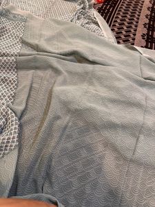 Vintage Blue Patterned Saree With Blouse Piece