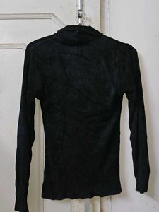 Velvet Black High Neck Woollen Sweater