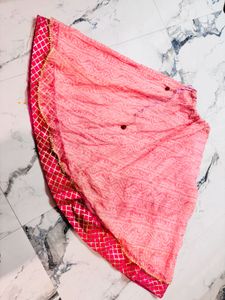 Pink Bandhani Garba Skirt