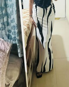 White & Black Patterned Maxi Skirt