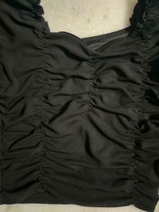 stripped long sleeve sweetheart neck top