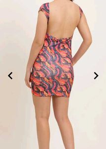 Shein Neck Abstract Print Mini Bodycon Dress — M