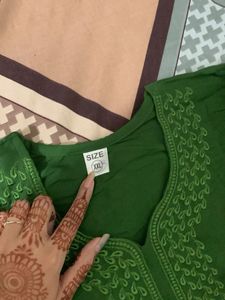 Green Embroidered Kurta