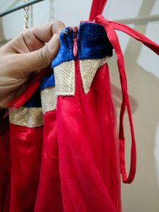 Festive Red Net Lehenga with Dupatta