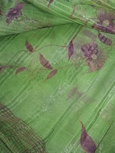 Green Floral Print Saree