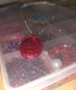 Ruby Crystal Pendant With Silver Chain!!❤️