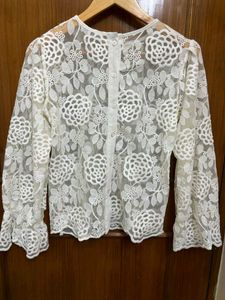 Korean Net/Lace Embroidered Top