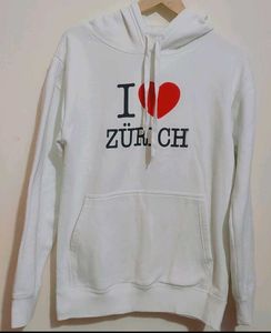 White Hoodie Sweatshirt ❤ Print For 36 Bust
