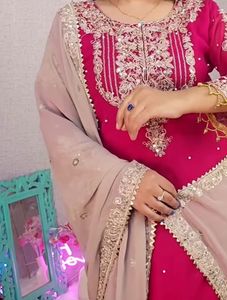 Maroon Embroidered Kurta Set