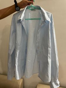 Body Hugging Light Blue Button Down Shirt