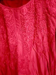 Embroidered Red Palazzo Suit Set
