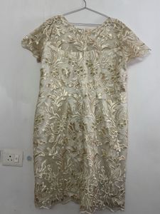 Elegant Gold Lace Dress