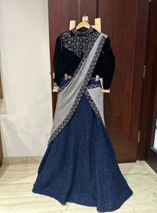 Black Lehenga Sari Dress