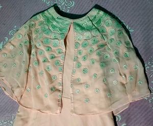 Peach😍 Embroidered Kurta Set