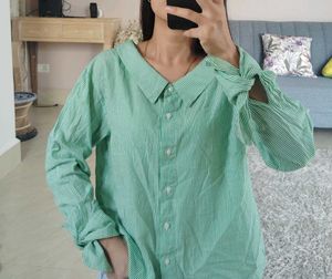 Green Striped Tie Cuff Shirt