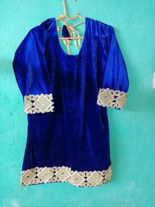 Blue 💙 &amp; Golden Patyala Suit With Dupatta