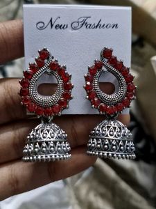 Oxidised Brand New Silver Earrings Jhumkas