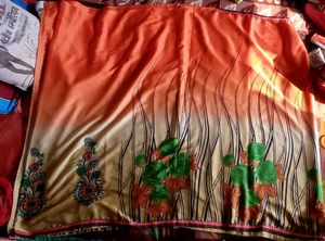 Orange And Nude Colour Saree With Reshmi Kdai