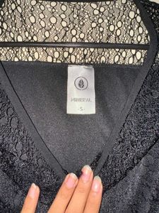 Elegant Black Lace High-Low Dress – Size S