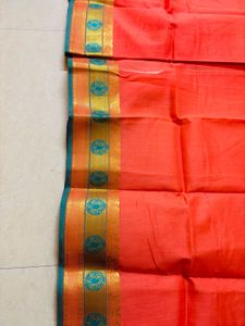 Orange Silk Saree with Blouse piece