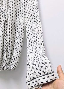 Patterned Twist Front Blouse