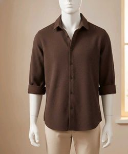 Brown Cotton full hand shirt
