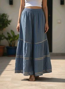 Flared Palazzo with Golden Trim Detailing