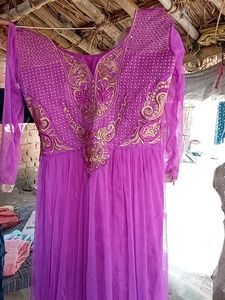 Elegant Purple Embroidered Anarkali Dress