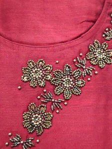 Elegant Maroon Kurta with Handwork