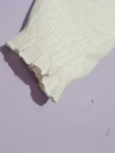 White Ruffle Long Sleeve Top