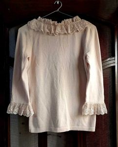 Lace Trim Cotton Top
