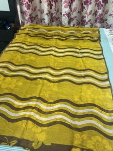 Mustard n Brown Designer Saree