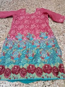 Pink Floral Kameez and Salwar set