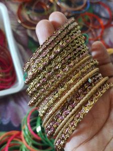 Metal Bangles And Silk Thread Bangle