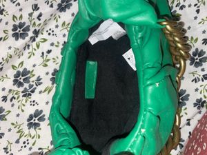 ZARA Green Hobo Bag With Metal Chain