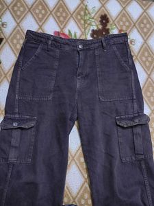 Dark Brown Cargo Flared Pants