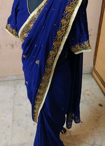 Elegant Blue daimond work Saree 🔥
