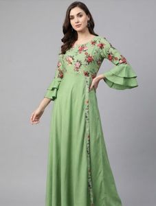 Floral Green georgette  Kurta