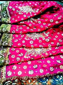 Pink Embellished Saree