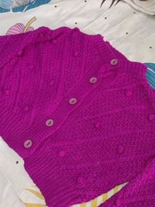Magenta Knit Cardigan Sweater